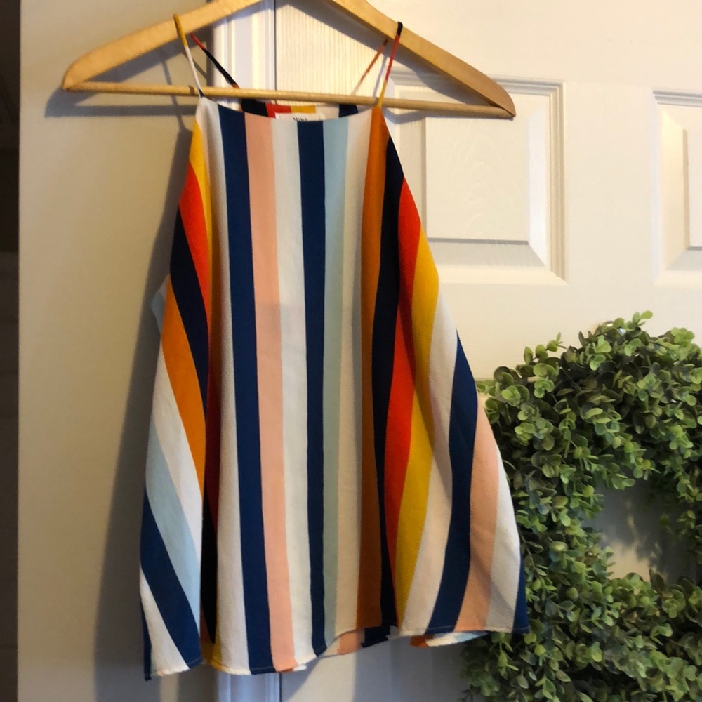 Boutique halter cut stripe tank~W Sz L (fits small)